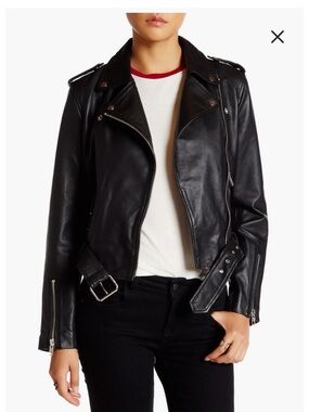 Walter Baker Allison Leather Moto Jacket medium black (100% lamb leather)